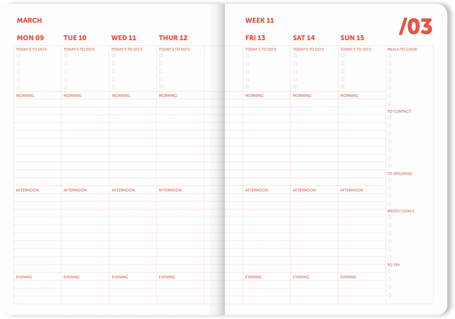 Spiral Organiser 2026 - Coral | A-Journal