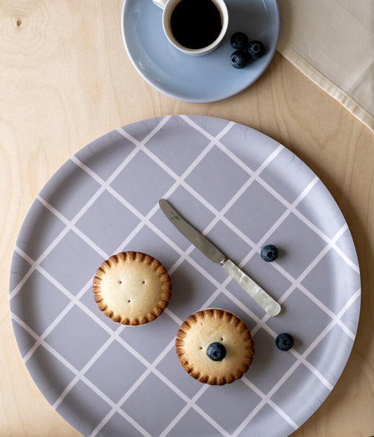 Checks & Stripes tray - grey - 35 cm | Muurla - de inKijk