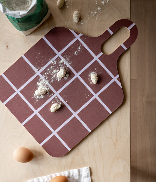 Chop & Serve board Checks - brown/beige - 30x44 cm | Muurla - de inKijk