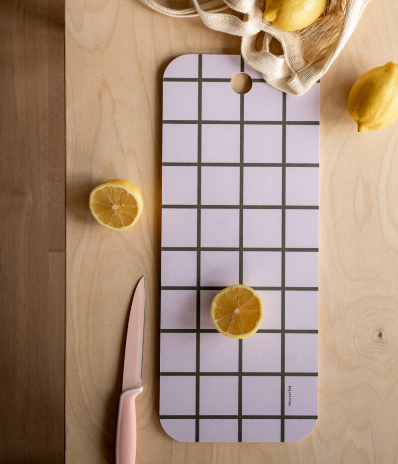 Chop & Serve board Checks - green/beige - 18x44 cm | Muurla - de inKijk