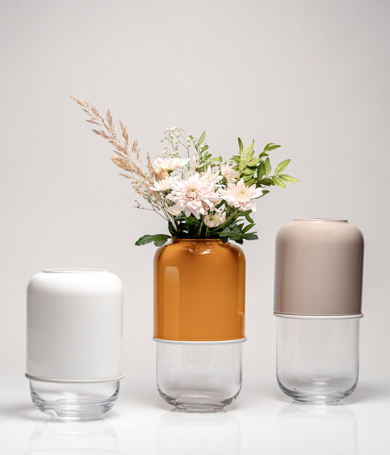 Capsule vase - mustard/clear | Muurla - de inKijk