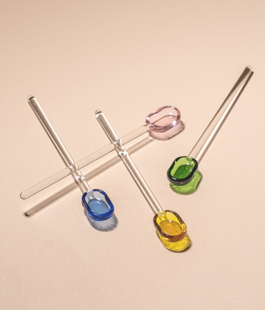 Glass spoon - green/clear | Muurla - de inKijk