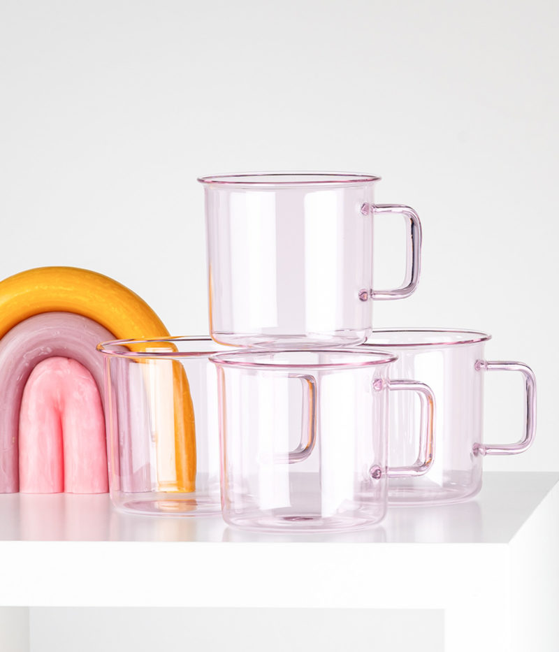 Glass mug - pink - 3,5dl | Muurla - de inKijk