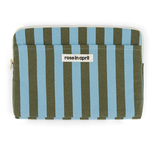 Laptop sleeve 13&14" - Octave - Olive / Blue Stripes | Rose in April