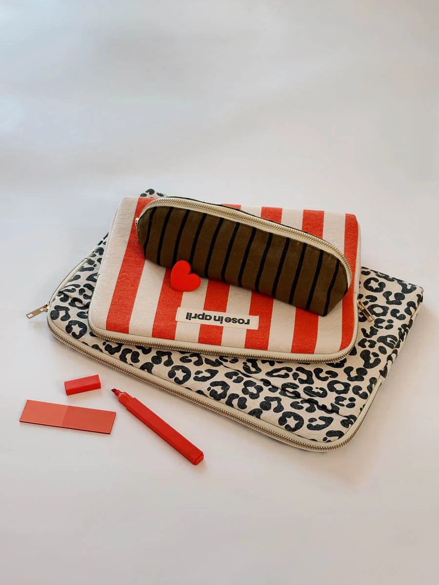 Pencil case - Gaston - Tennis Stripes Olive | Rose in April