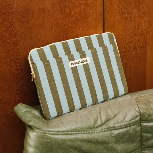 Laptop sleeve 13&14" - Octave - Olive / Blue Stripes | Rose in April