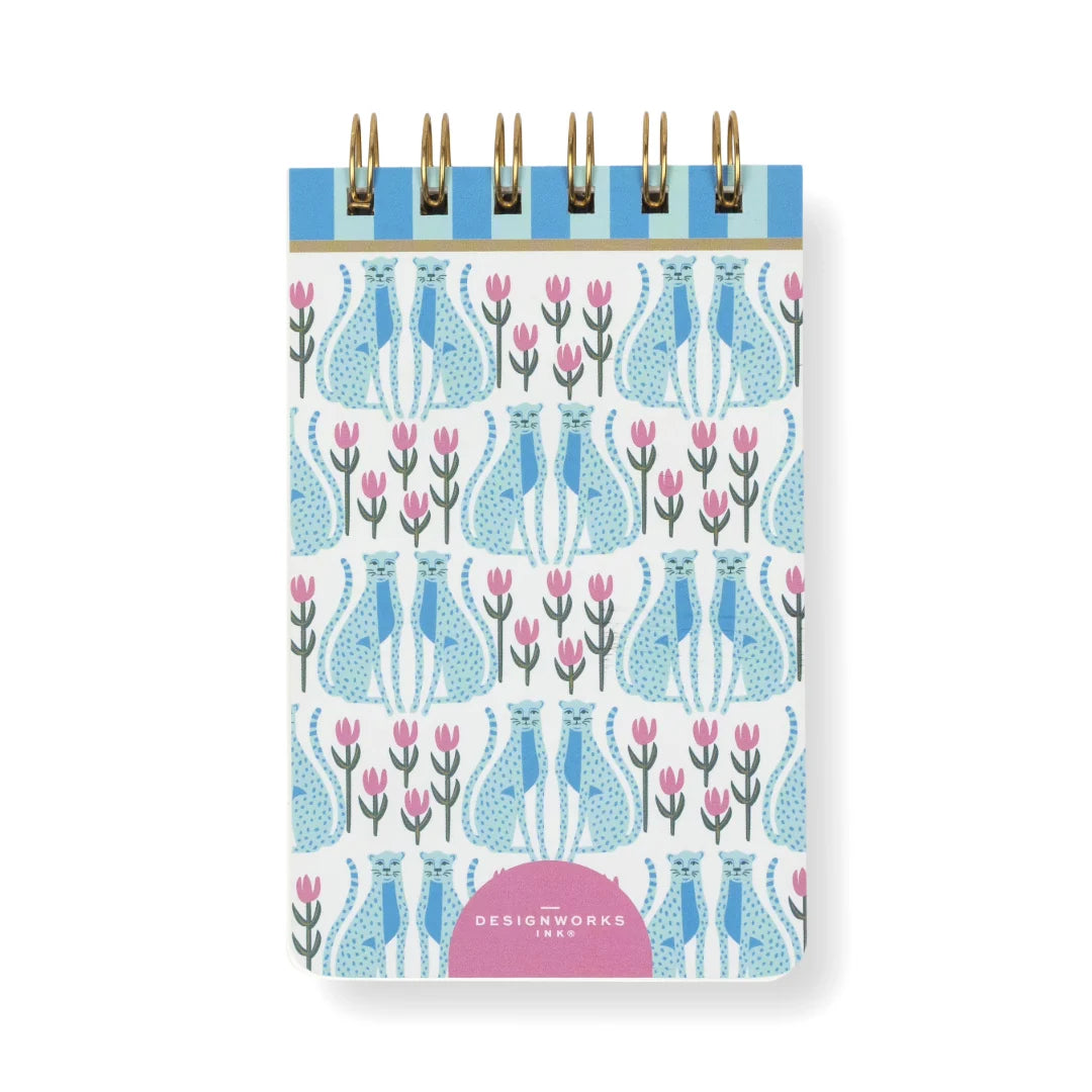 A Dopo ! - twin wire notepad - blue cheetah | Designworks Ink