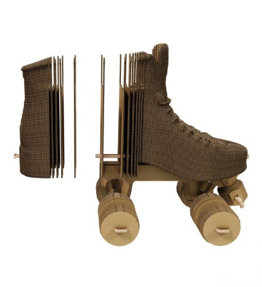 3D Cardboard Sculpture Puzzle - Rollerskates | Cartonic - de inKijk
