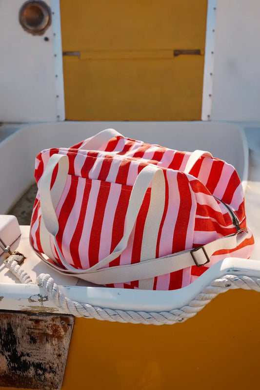 Bowling bag - Raphael - Candy pink / Red Stripes | Rose in April