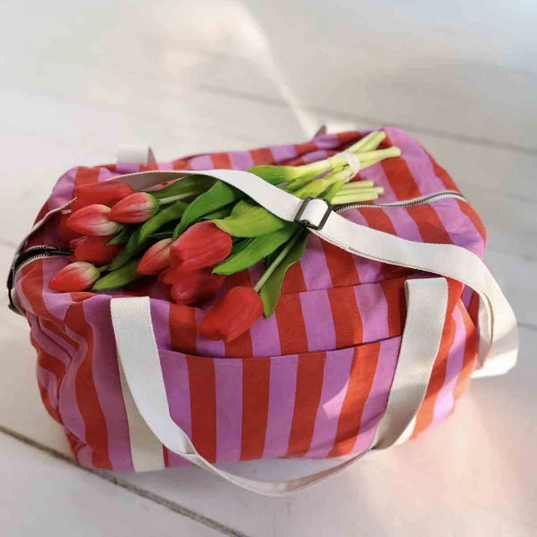 Bowling bag - Raphael - Orchid / Red Stripes | Rose in April