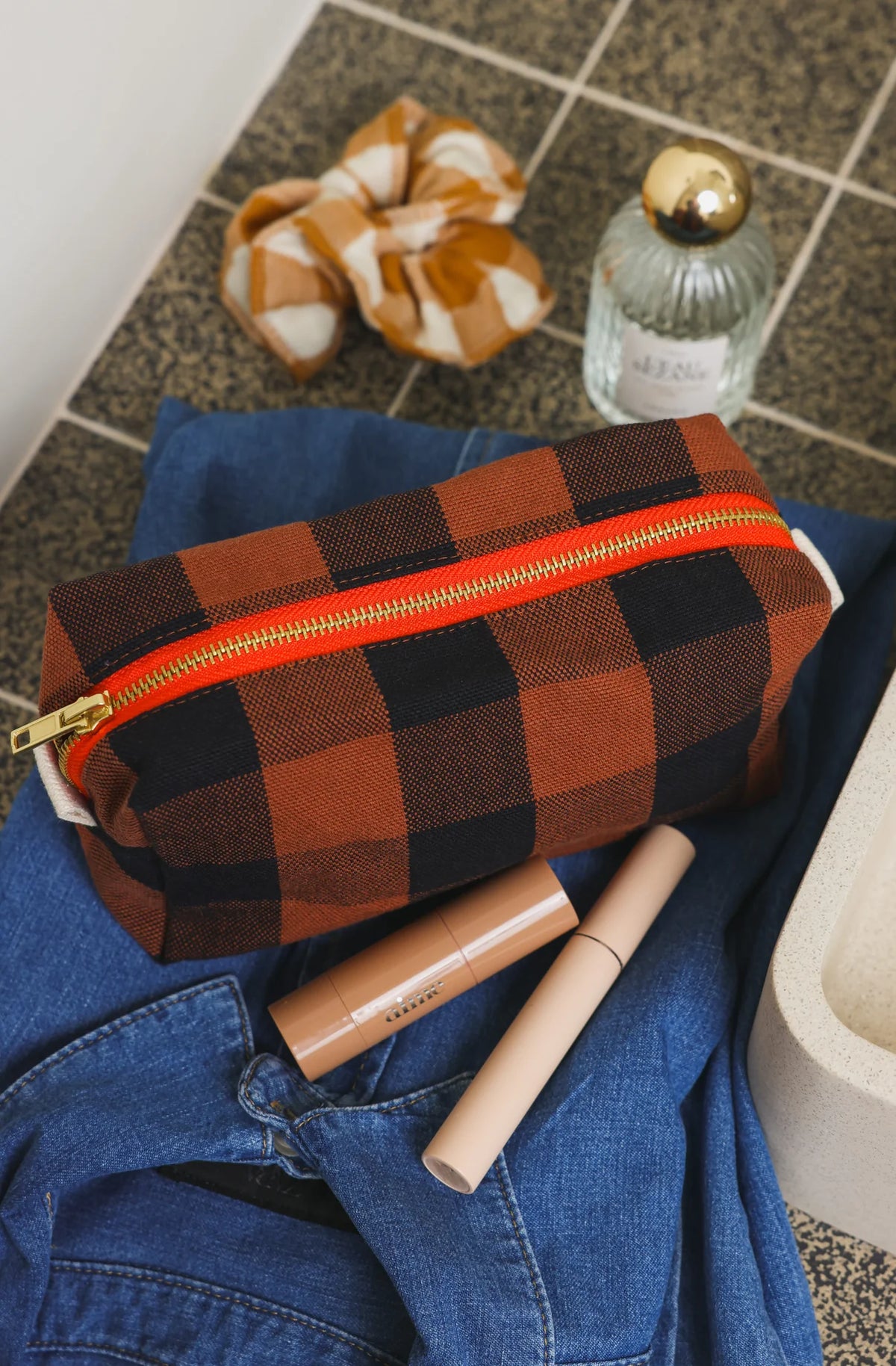 Wash Bag - Desi - Big Vichy Ginger | Rose in April