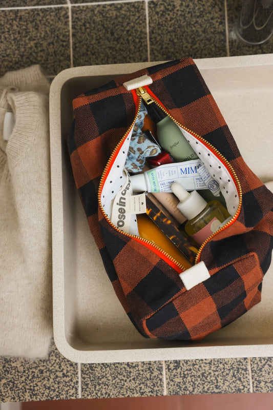 Wash bag - Vic - Big Vichy Ginger | Rose in April