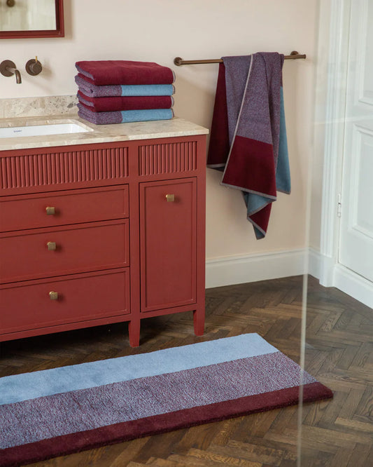 Badhanddoeken set - Lex Pott collectie - sky blue/bordeaux | SUITE702