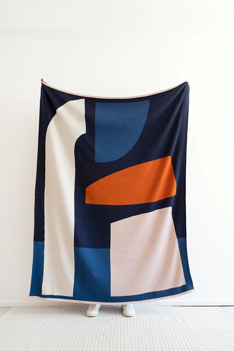 Blanket knitted cotton - form - navy | Sophie Home - de inKijk