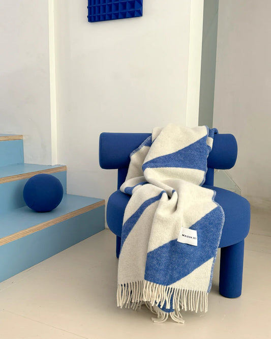 Swirl Plaid - Cobalt Blue White | Maison Deux