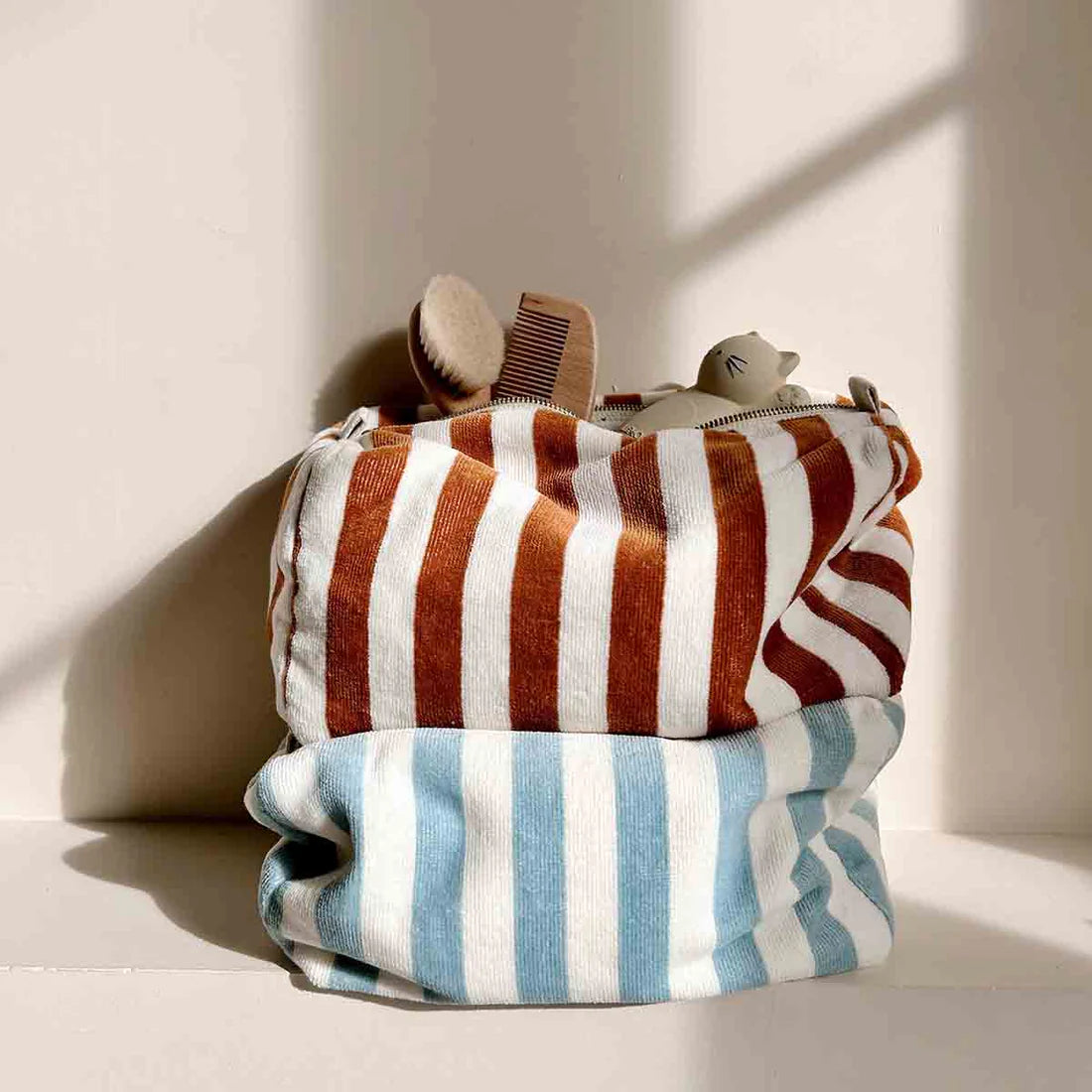 Wash bag - Vic - Blue Cloud Stripes - Terry | Rose in April