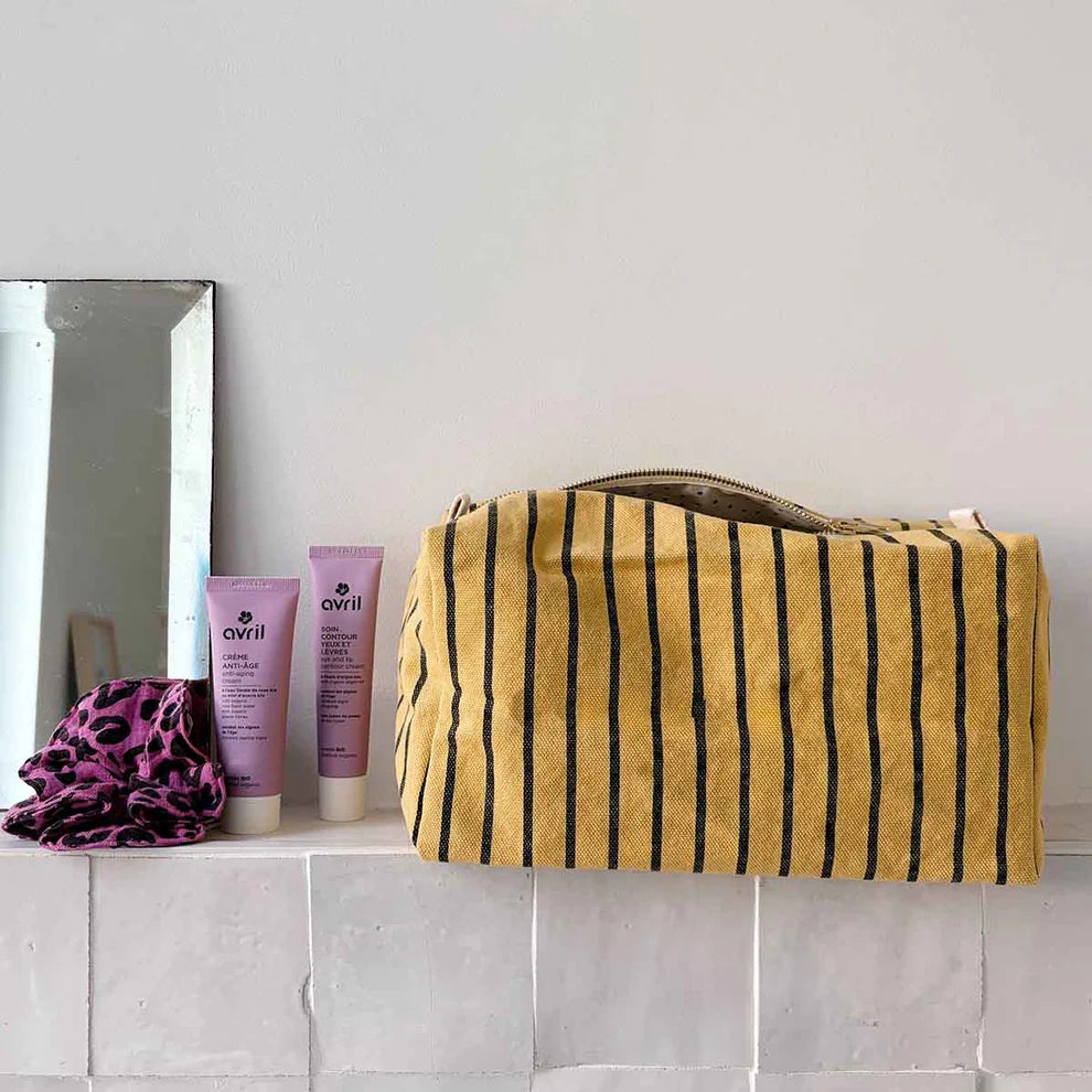 Wash bag - Vic Canvas - Black/Bambou Stripes | Rose in April