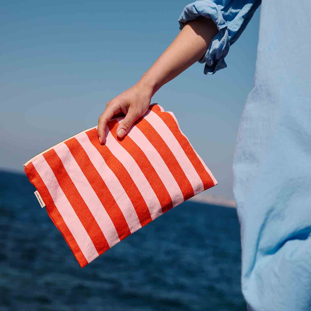 Pouch - Lili - Stripes - Tomato/Candy | Rose in April