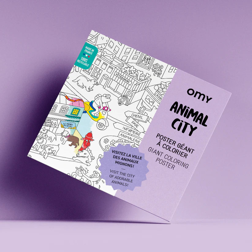 Animal City - Giant coloring poster | Omy