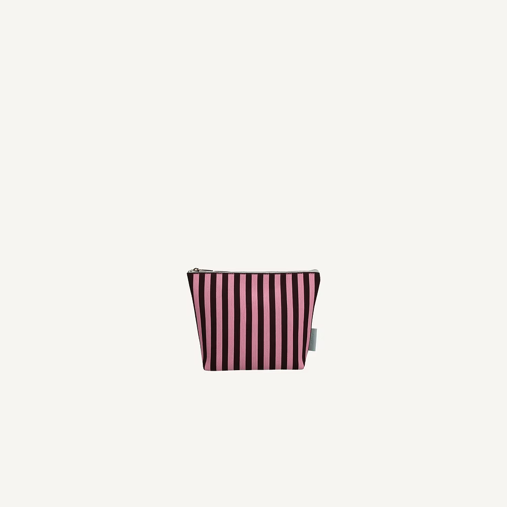Toiletry bag - knitted stripes - chocolate + bubblegum | Sticky Sis