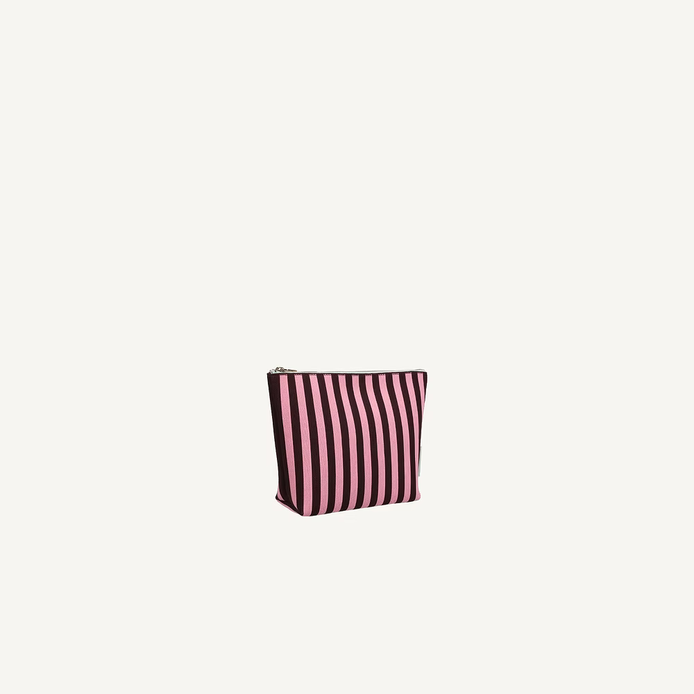 Toiletry bag - knitted stripes - chocolate + bubblegum | Sticky Sis
