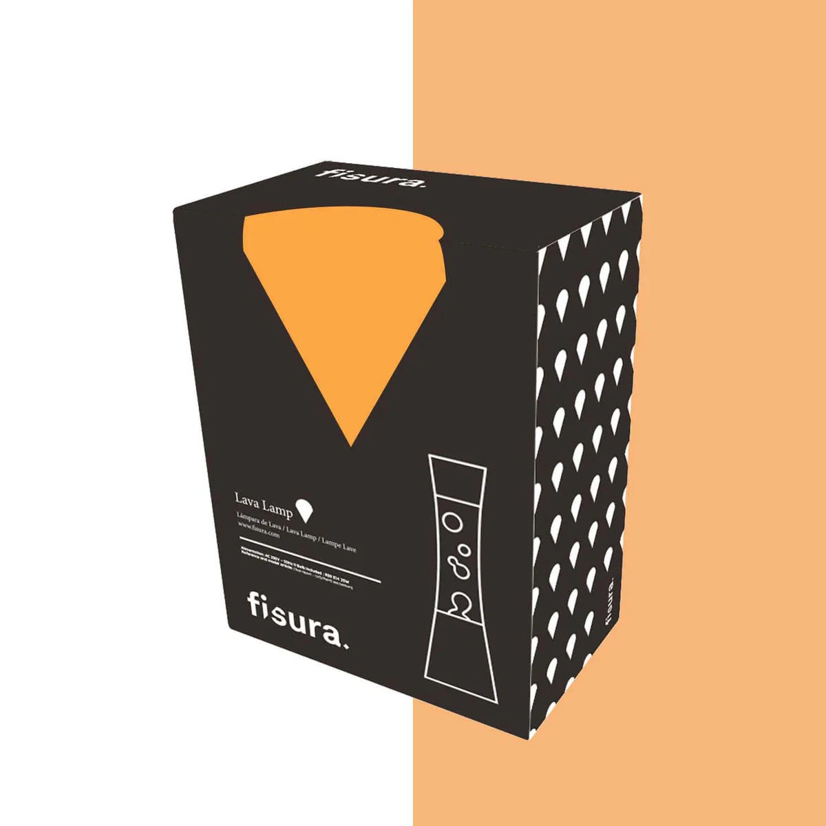 Orange lava lamp - chrome base - transparent liquid - 40 cm | Fisura - de inKijk