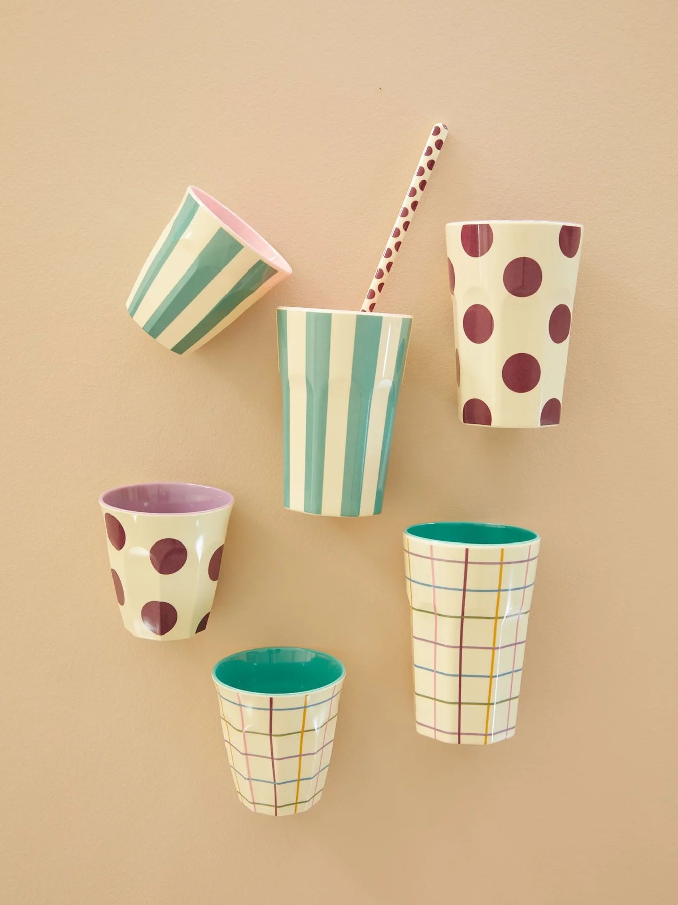 Beker large green stripe print | RICE - de inKijk