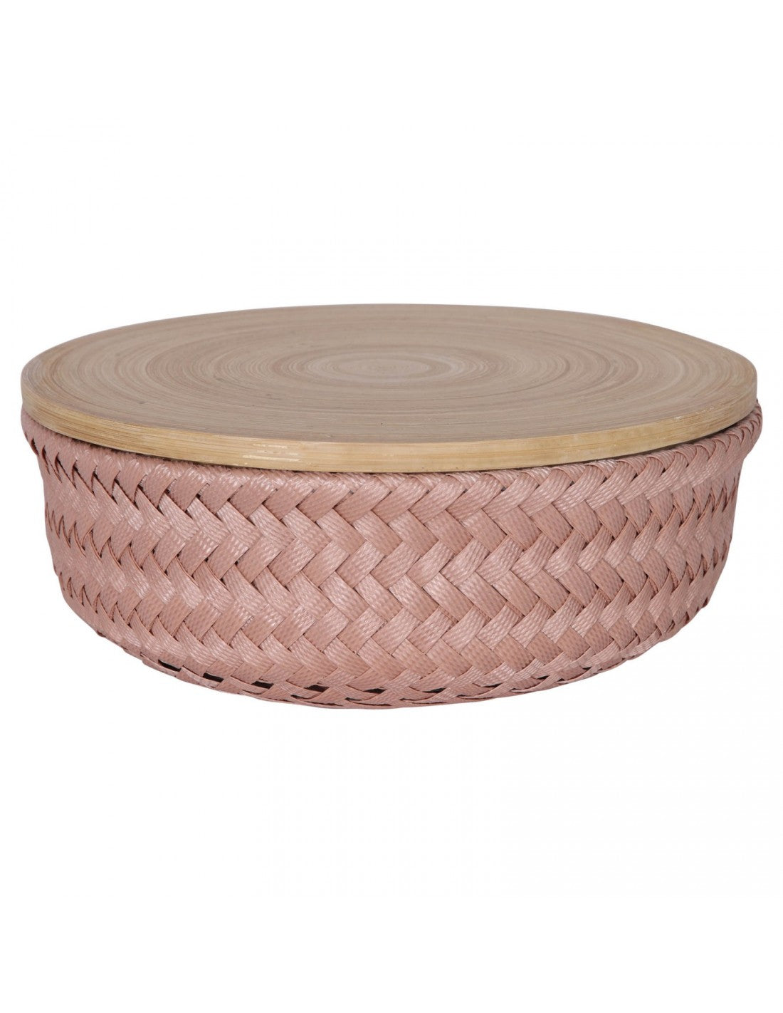 Wonder - round basket with bamboo cover small - copper blush | Handed By - de inKijk
