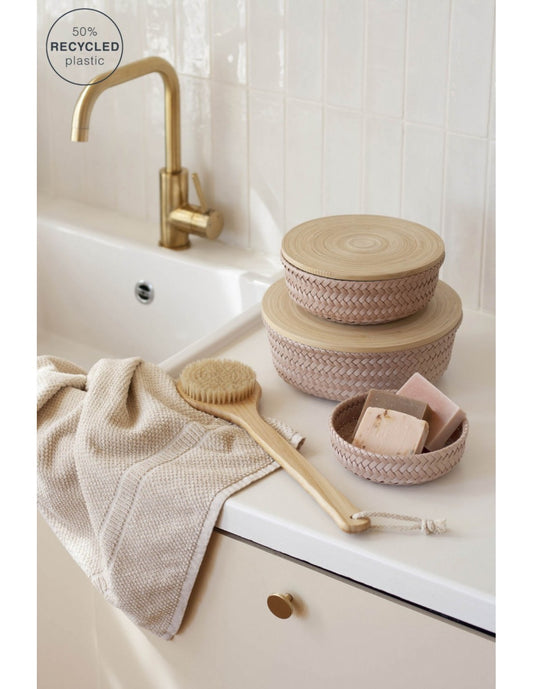 Wonder - round basket with bamboo cover small - copper blush | Handed By - de inKijk