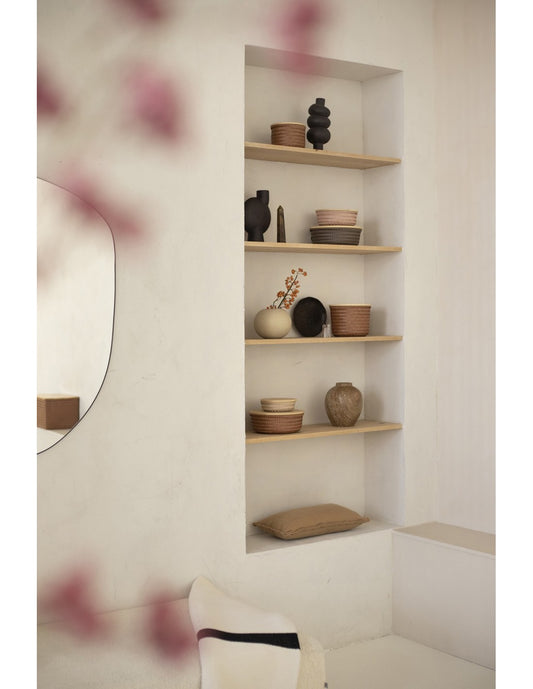 Wonder - round basket with bamboo cover small - sienna | Handed By - de inKijk