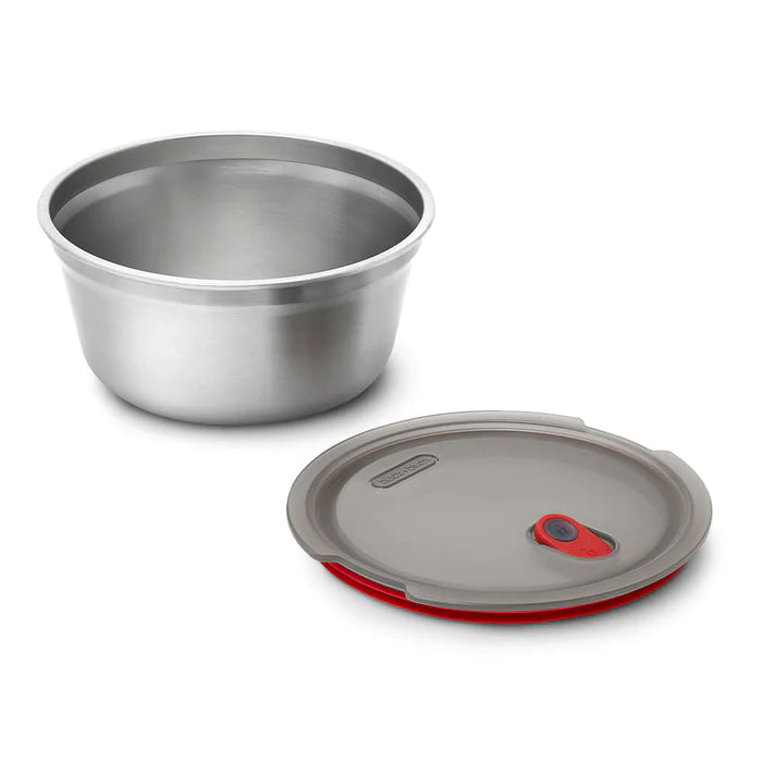 Steel Food Bowl - Large - Grey/Red | Black+blum - de inKijk