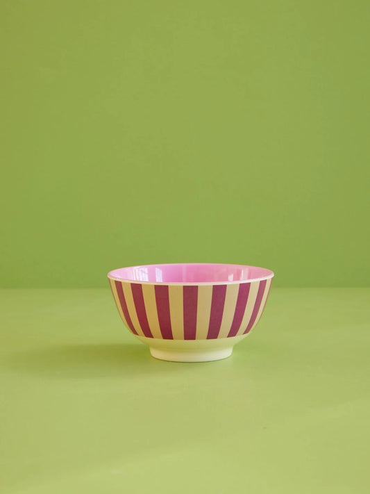 Kom plum stripes print | RICE - de inKijk