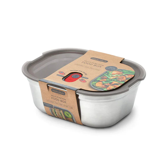 Steel Food Box - Small - Grey/Red | Black+blum - de inKijk