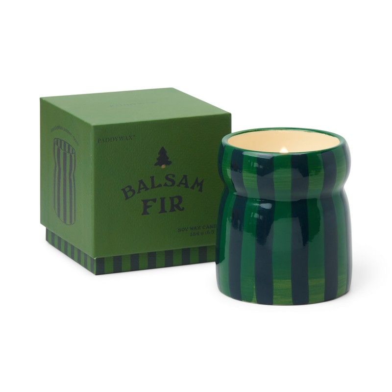 Cabana geurkaars - balsam fir - green/navy striped | Paddywax