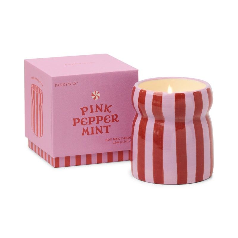 Cabana geurkaars - pink peppermint - red/pink striped | Paddywax