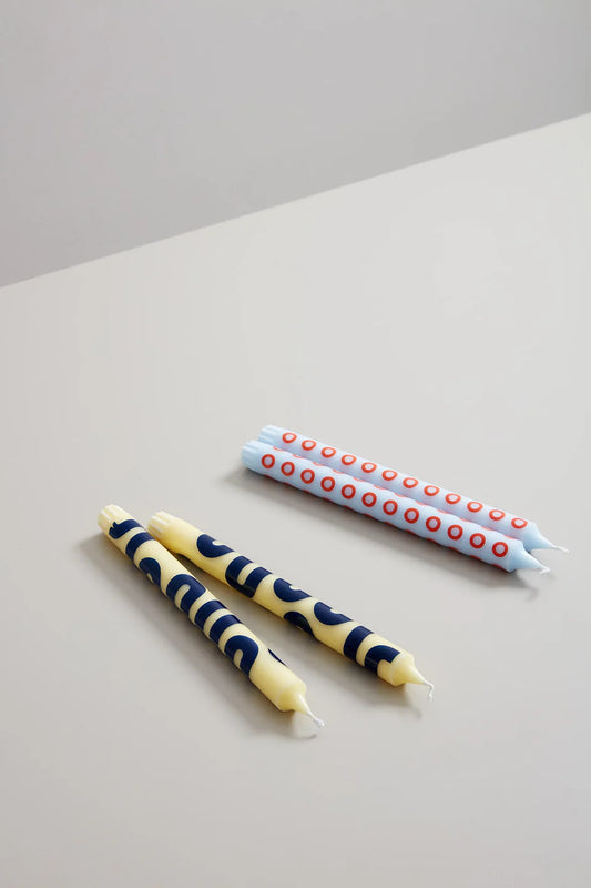 Candles - Yellow/Blue - set van 4 | Studio About