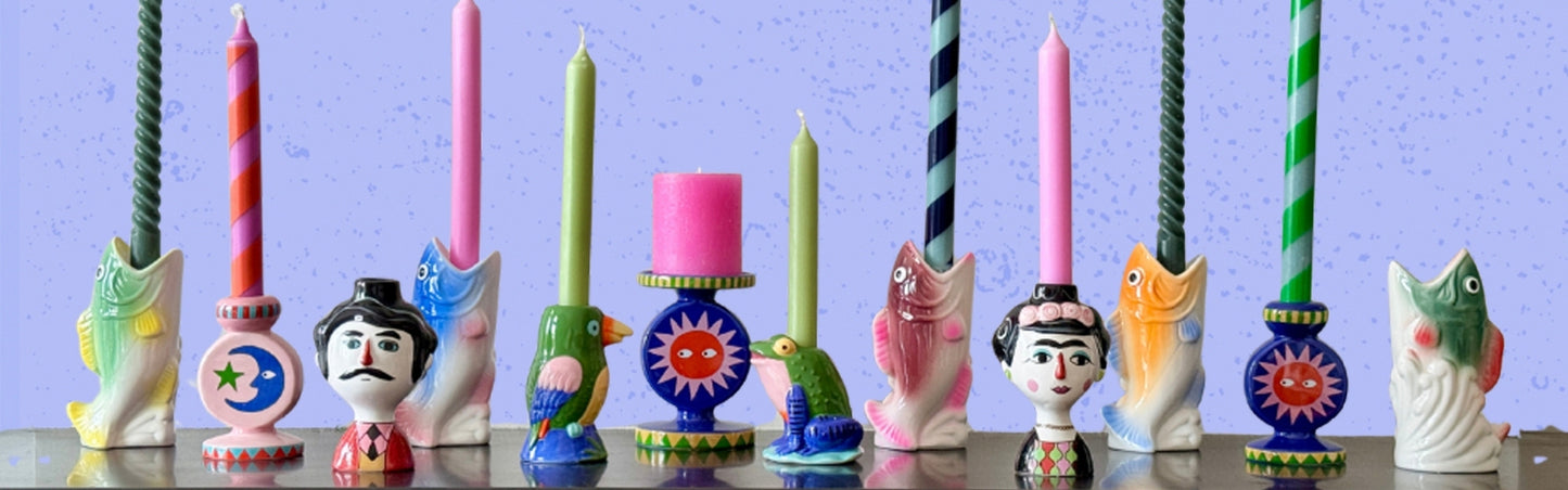 Candle Holder Loteria El Cotorro (bird) - Pillar | Kitsch Kitchen