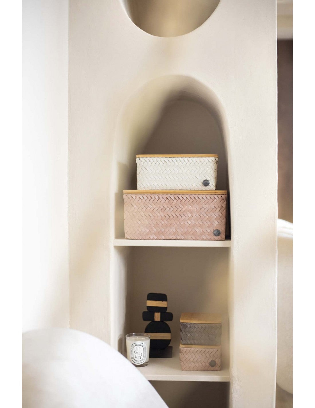 Top fit large - basket with bamboo cover - copper blush | Handed By