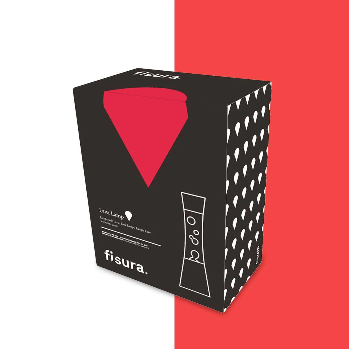 Red lava lamp - chrome base - transparent liquid - 40 cm | Fisura - de inKijk