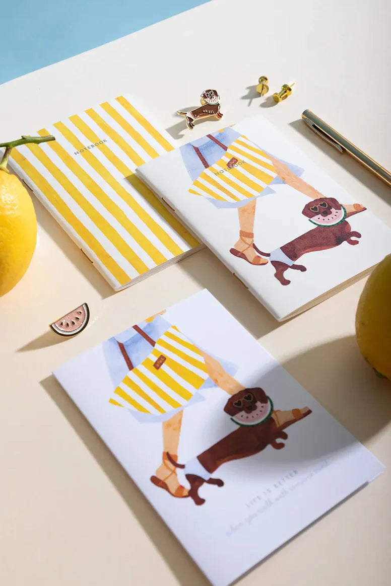 Summer Dachshund - Pocket Notebook A6 DUO | All the ways to say