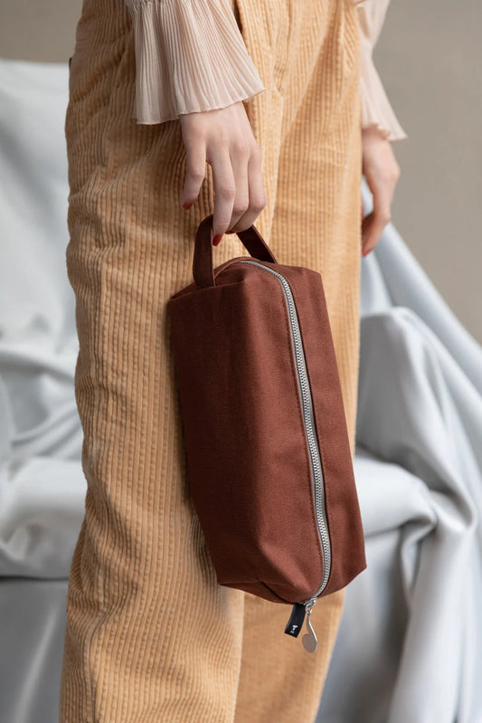 Etui big - chocolate - canvas | Tinne + Mia - de inKijk