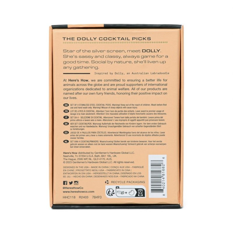 The Dolly Cocktail Picks - silver - set van 4 | Here's How - de inKijk