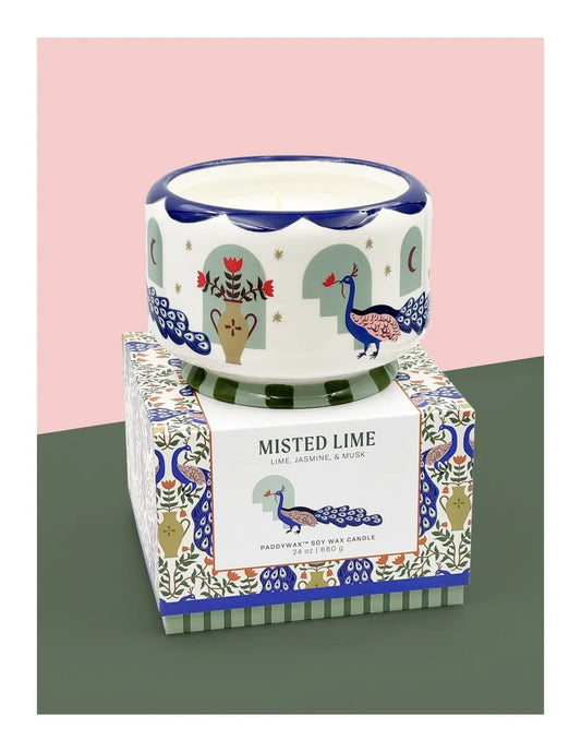 Ceramic candle Peacock 680 gr. - Misted Lime | Paddywax