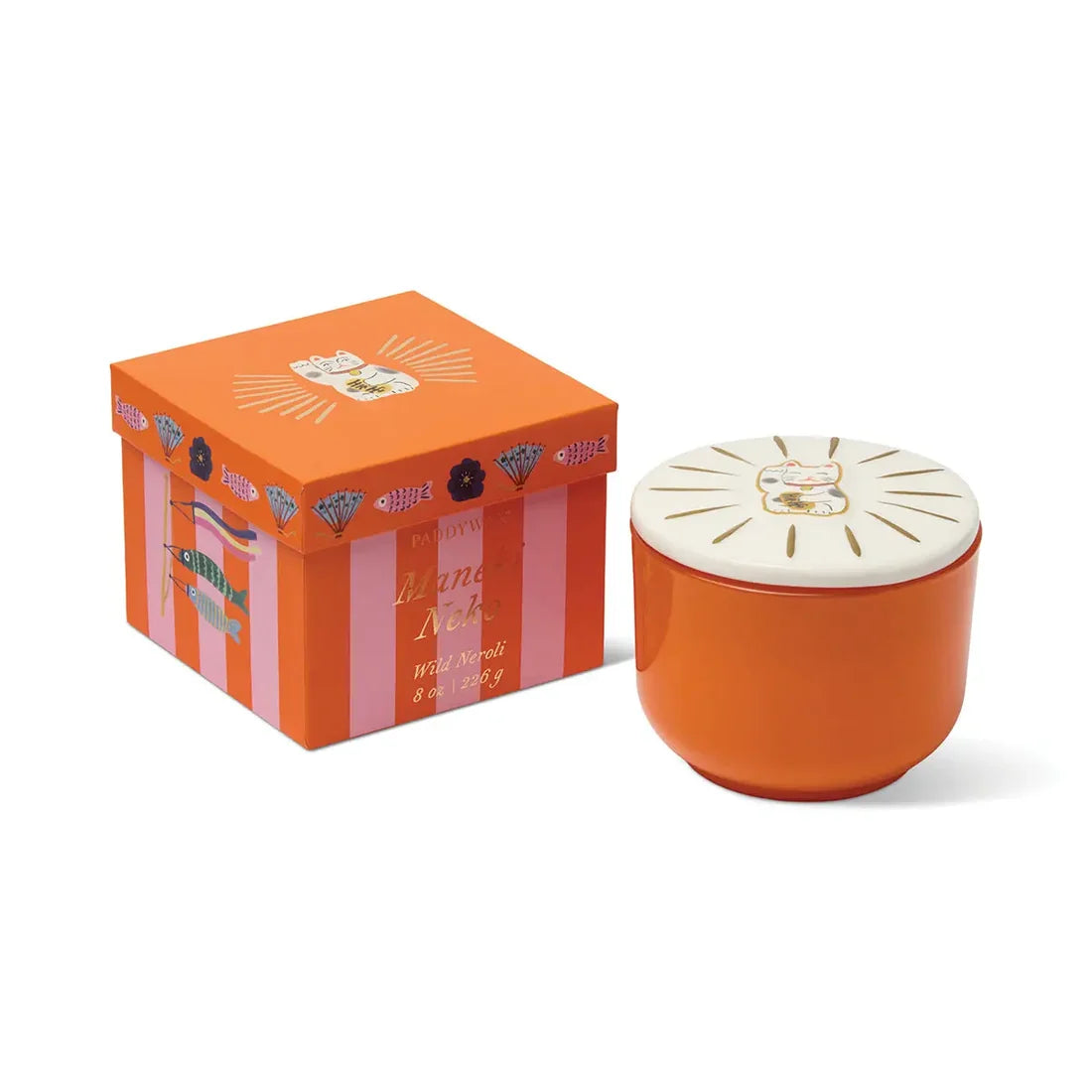 Charmed Green Glass Candle with Lucky Cat Lid - Wild Neroli | Paddywax