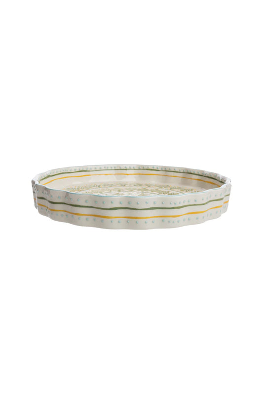 Quiche Dish Retro - Green/White | Tranquillo