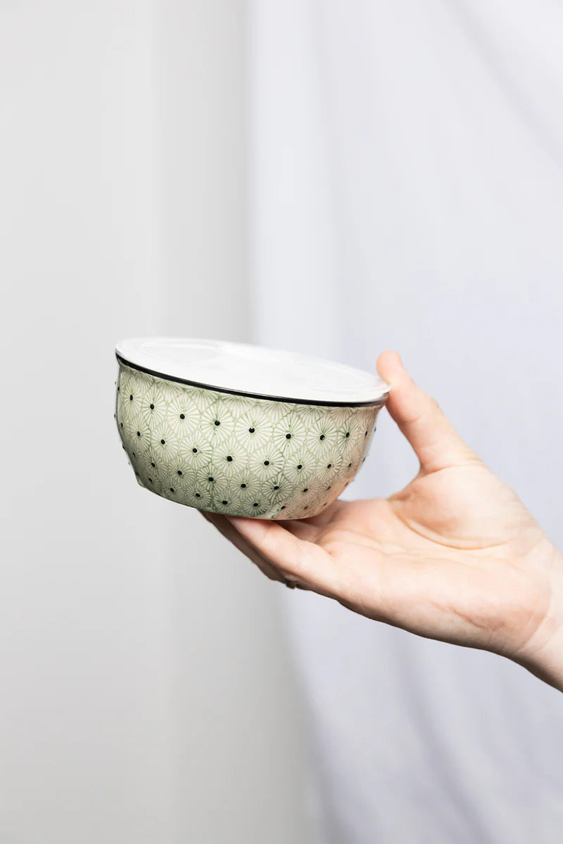 Bowl Art Deco - 13 cm - Green/white | Tranquillo