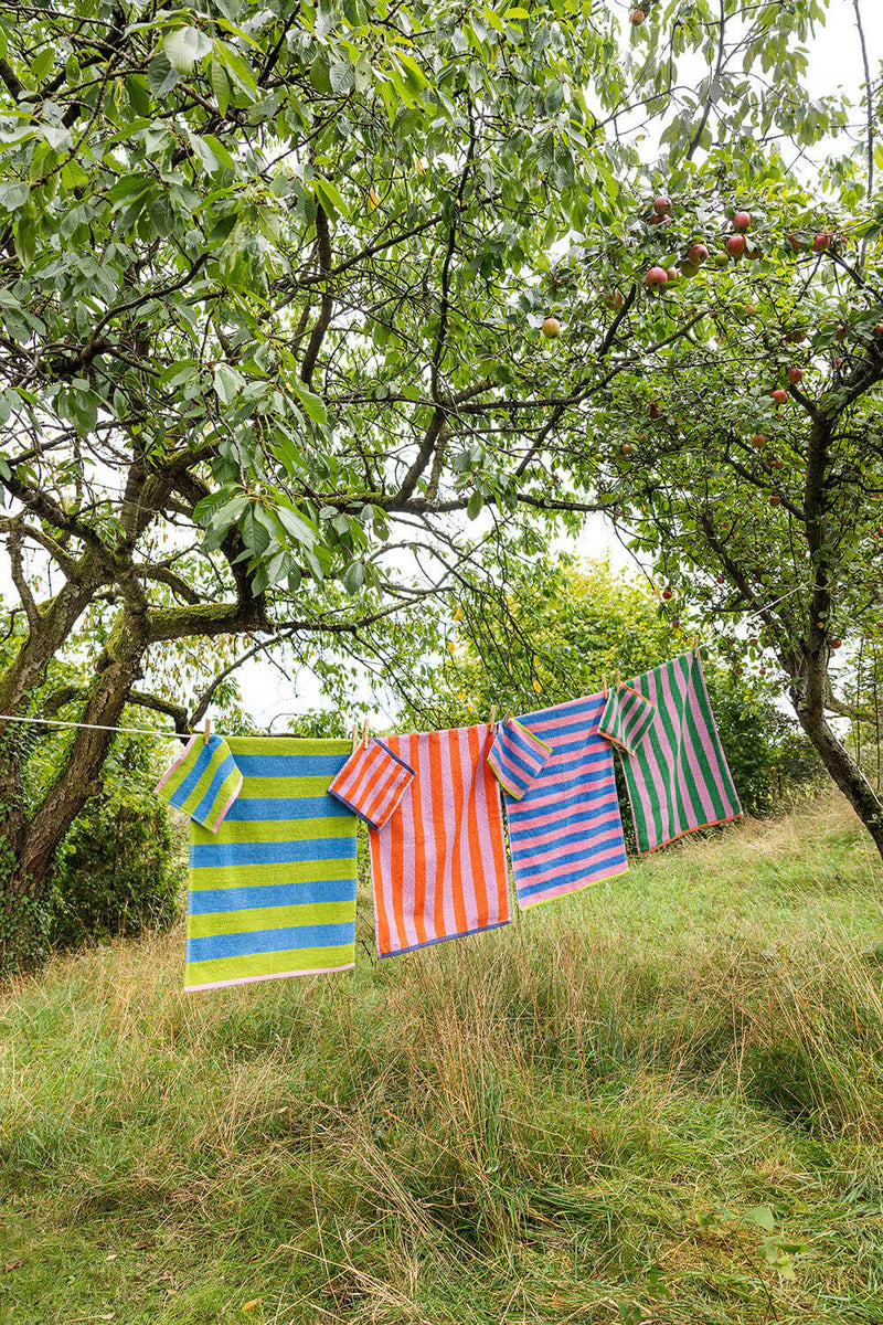 Terry tea towel stripes - Orange/pink | Tranquillo