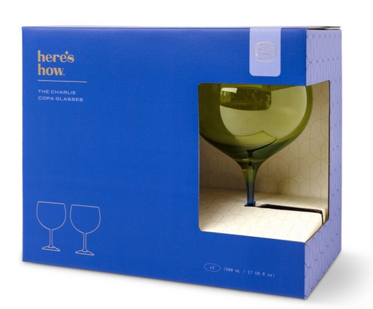 Charlie Copa Glass - set of 2 - Olive & Cobalt | Here's How