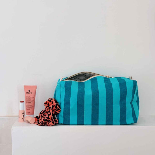 Wash bag - Vic - Capri / Tahitian Stripes | Rose in April