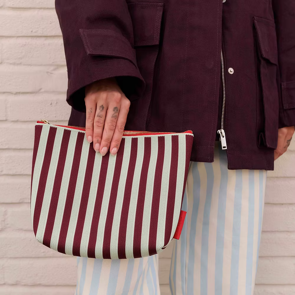 Toiletry bag - knitted stripes - mist + fig | Sticky Sis